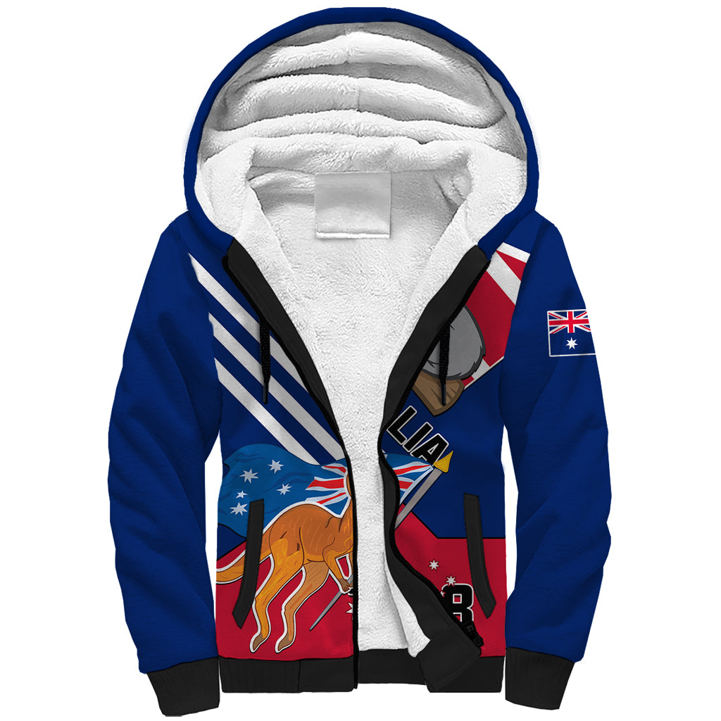 Australia Day Kangaroo and Koala With Flag Sherpa Hoodie - Vibe Hoodie Shop