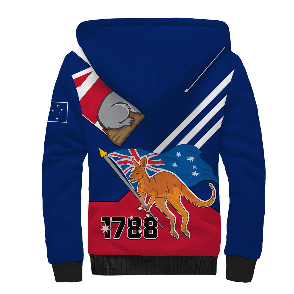 Australia Day Kangaroo and Koala With Flag Sherpa Hoodie - Vibe Hoodie Shop