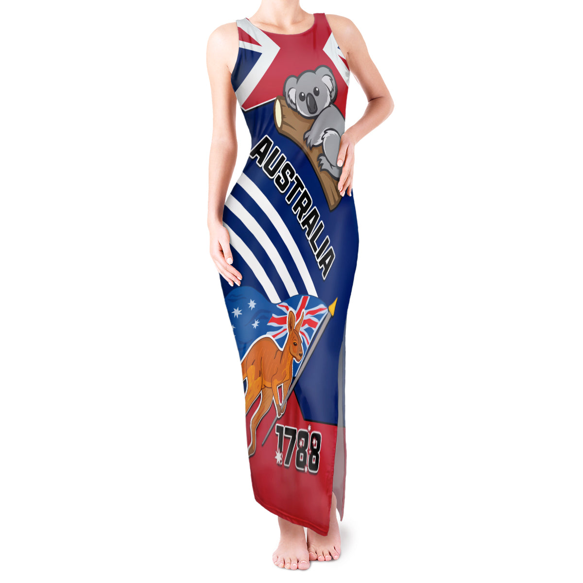 Australia Day Kangaroo and Koala With Flag Tank Maxi Dress