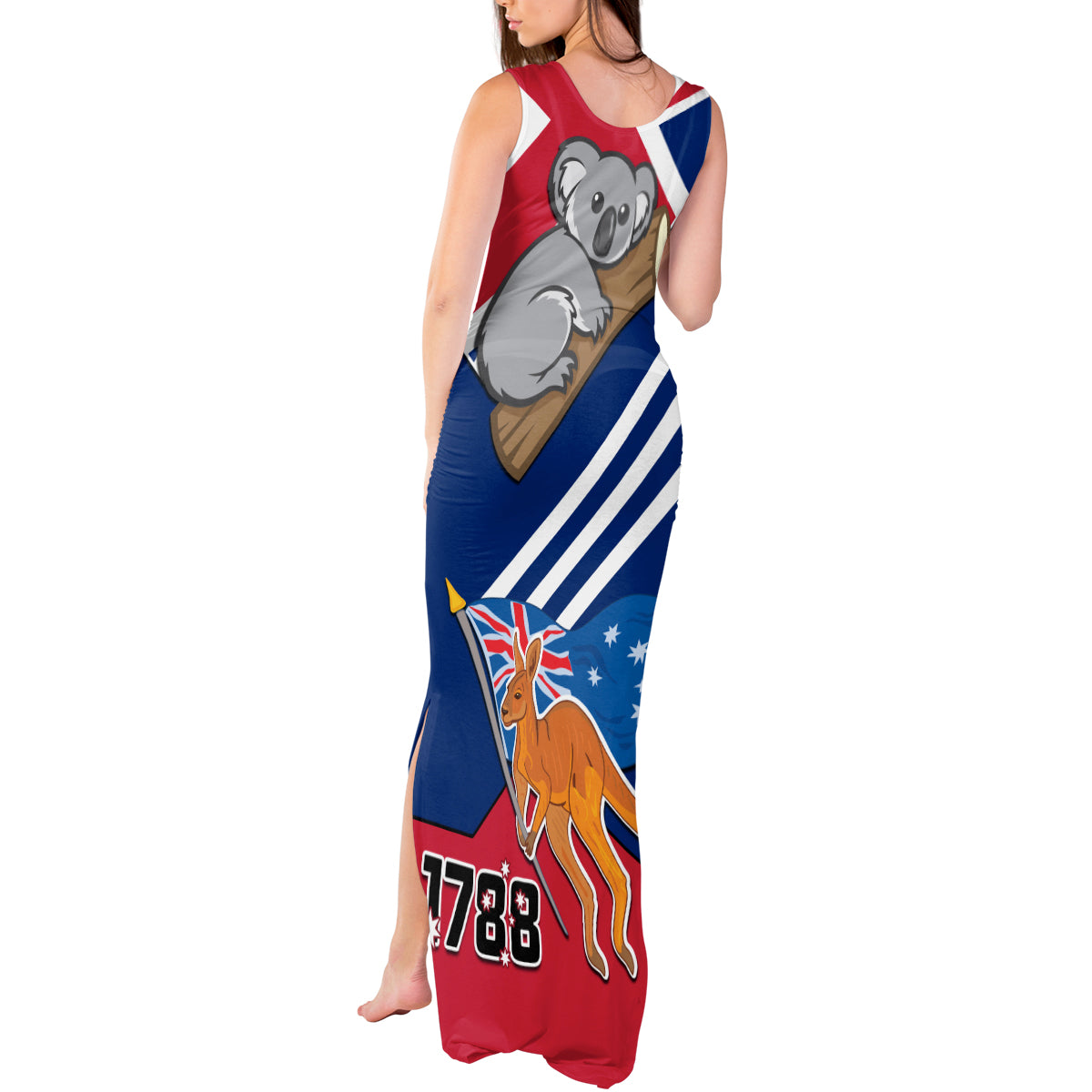 Australia Day Kangaroo and Koala With Flag Tank Maxi Dress