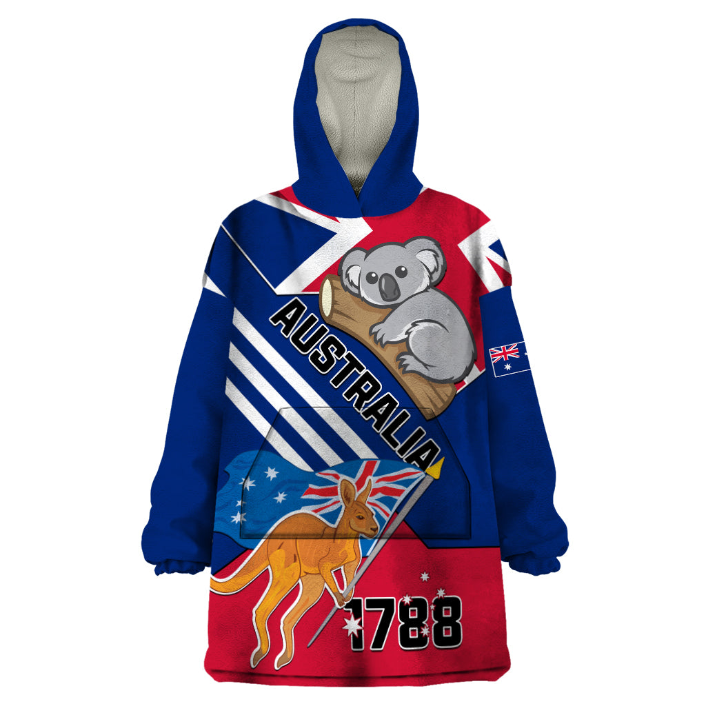 Australia Day Kangaroo and Koala With Flag Wearable Blanket Hoodie - Vibe Hoodie Shop