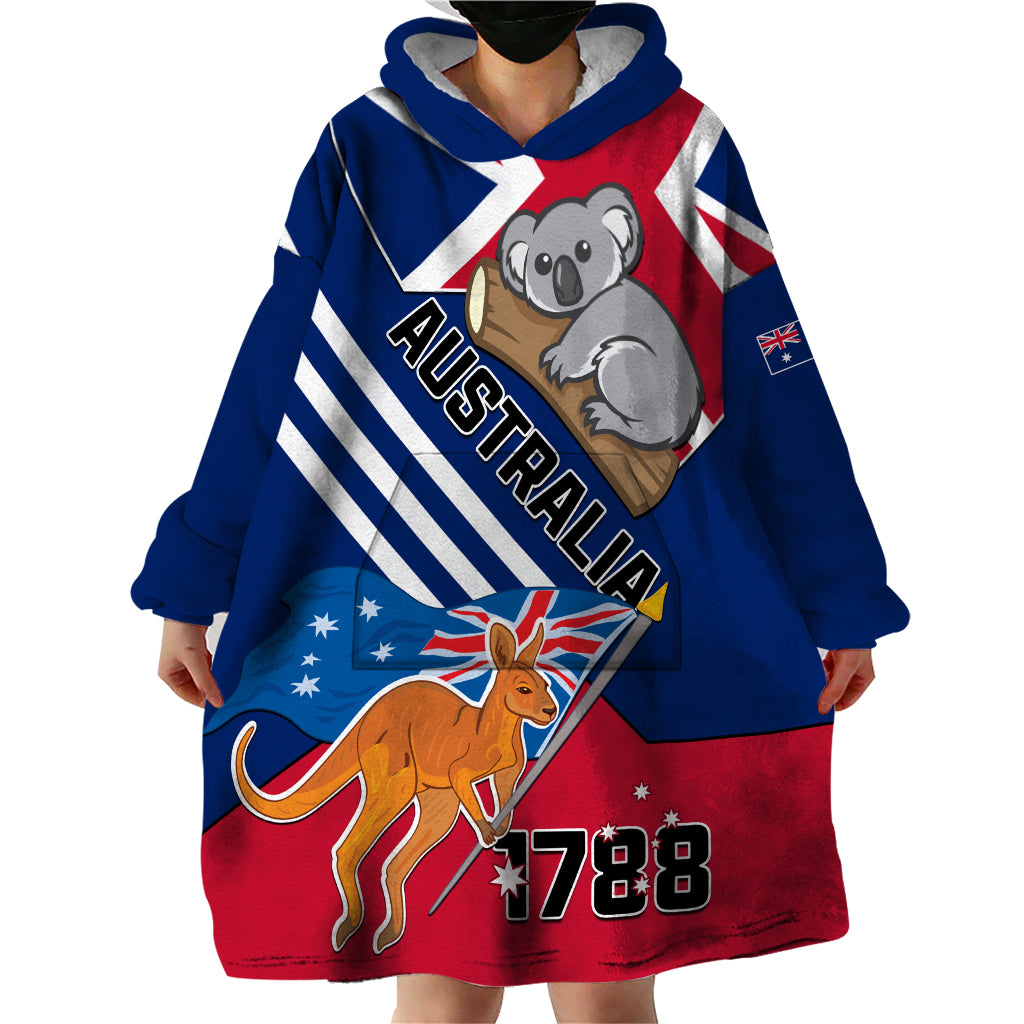 Australia Day Kangaroo and Koala With Flag Wearable Blanket Hoodie - Vibe Hoodie Shop