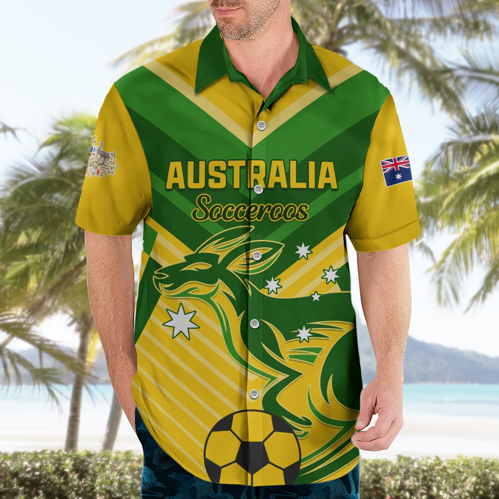 Australia Soccer Hawaiian Shirt Go Socceroos - Vibe Hoodie Shop