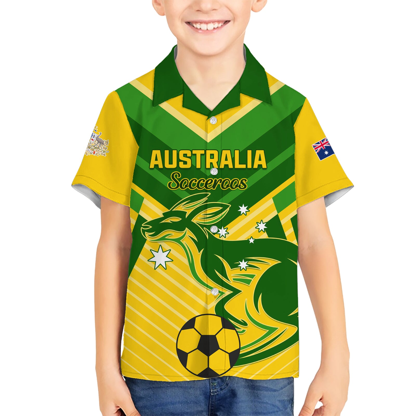 Australia Soccer Hawaiian Shirt Go Socceroos - Vibe Hoodie Shop