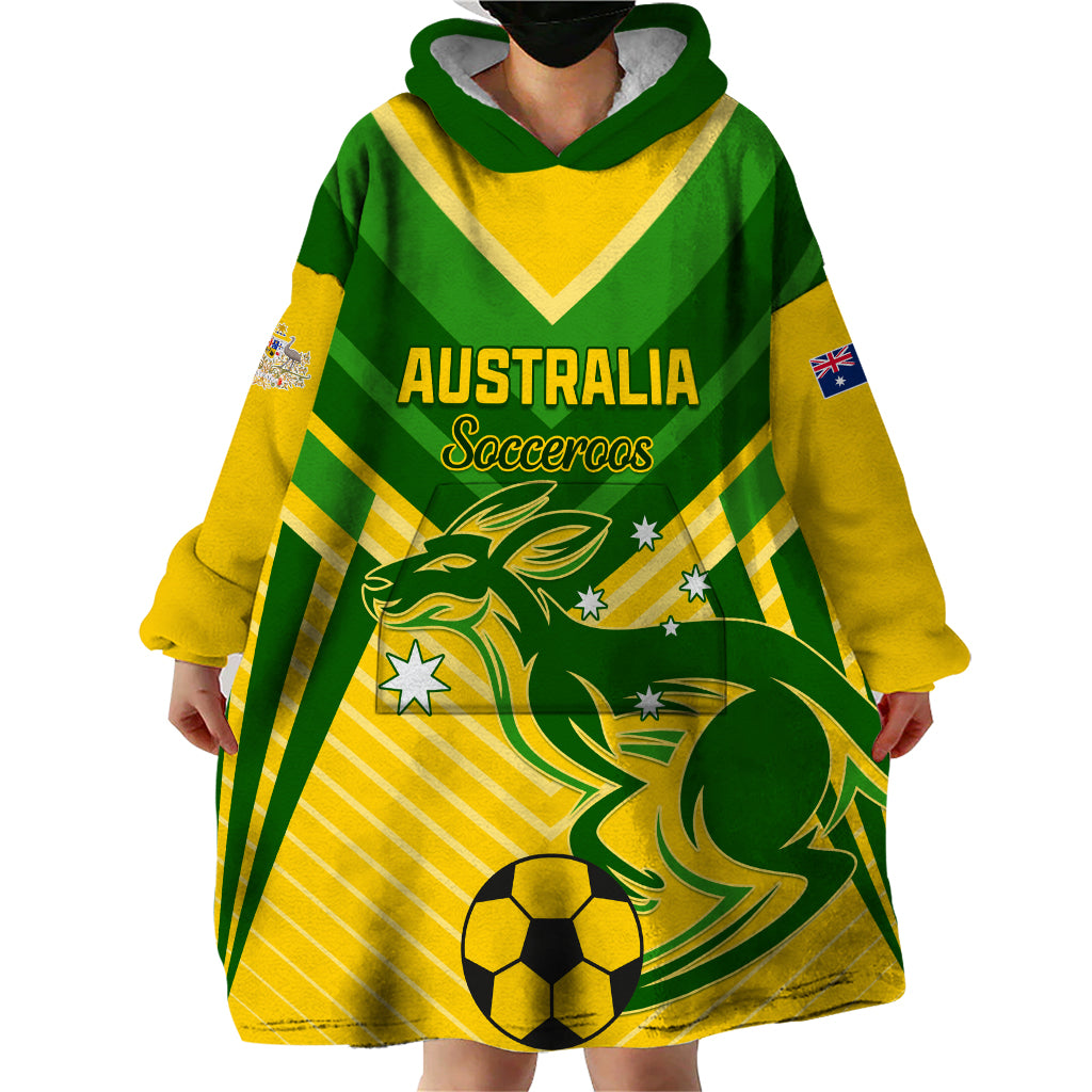 Australia Soccer Wearable Blanket Hoodie Go Socceroos - Vibe Hoodie Shop