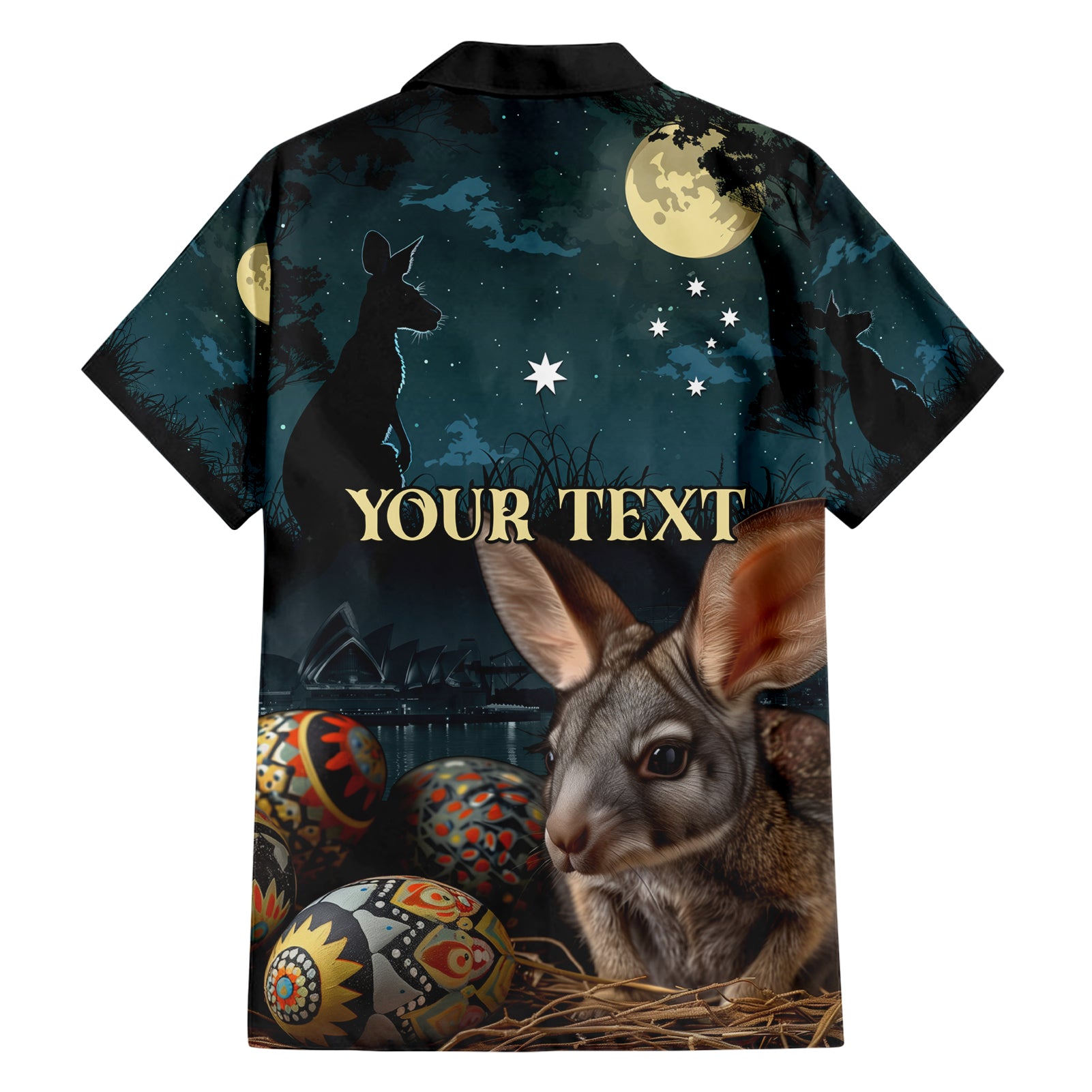 Australia Easter 2024 Hawaiian Shirt Bunny With Aboriginal Eggs At Starry Night - Vibe Hoodie Shop