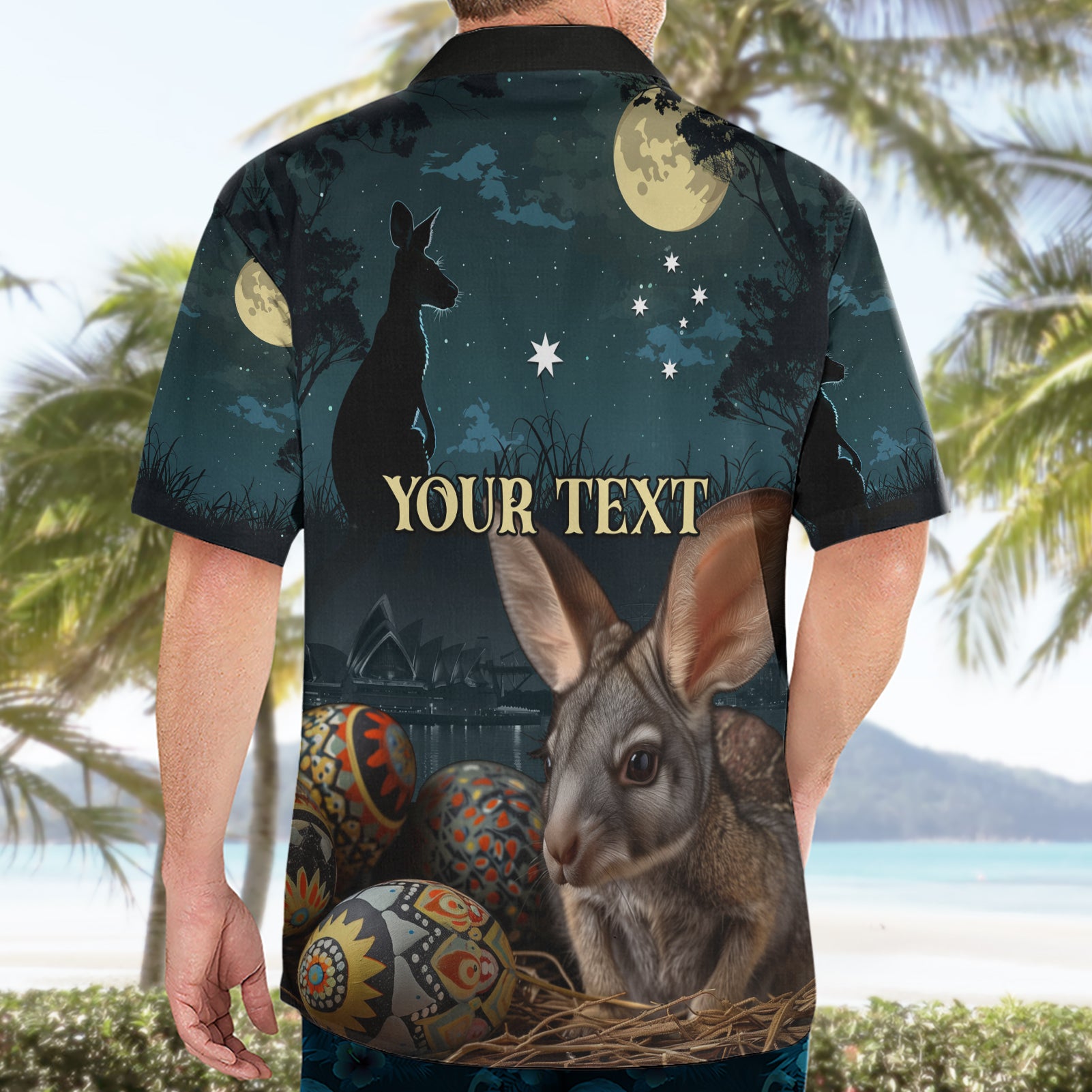 Australia Easter 2024 Hawaiian Shirt Bunny With Aboriginal Eggs At Starry Night - Vibe Hoodie Shop