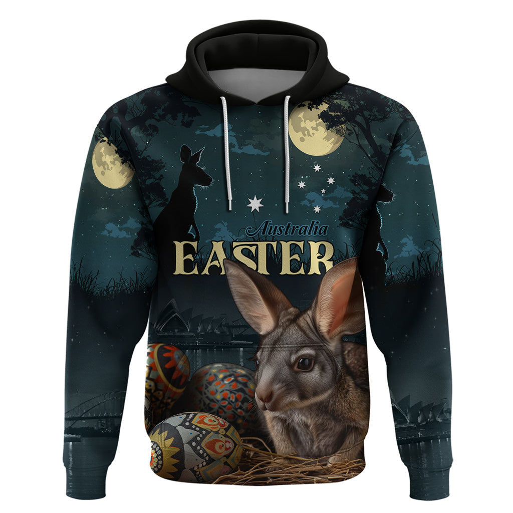Australia Easter 2024 Hoodie Bunny With Aboriginal Eggs At Starry Night - Vibe Hoodie Shop