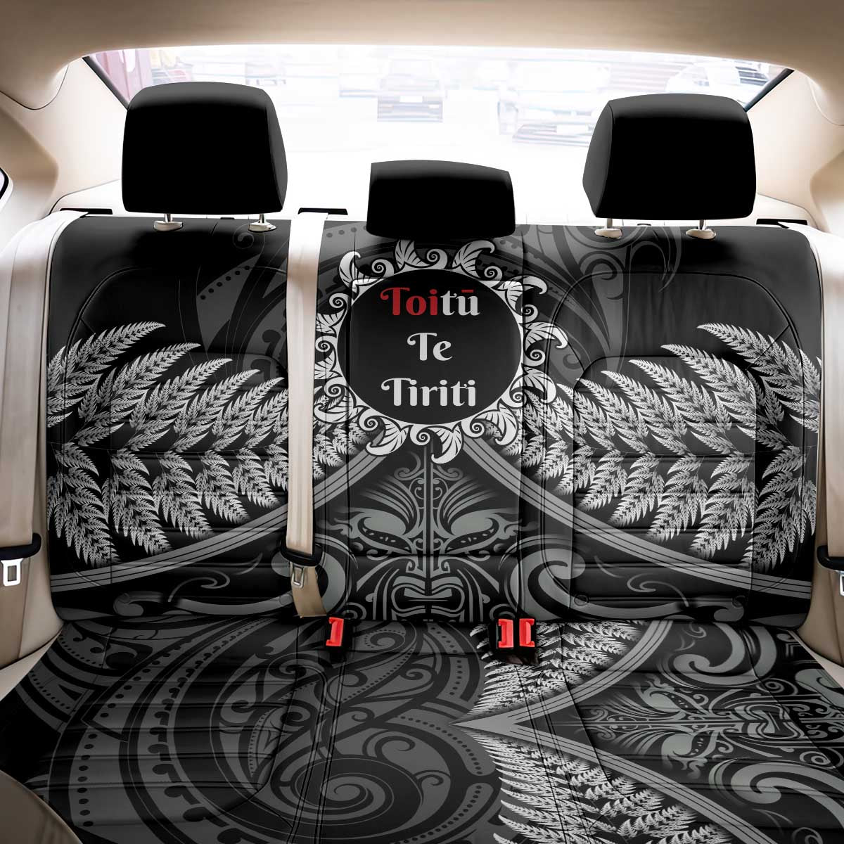 Toitu Te Tiriti Aotearoa Silver Fern Back Car Seat Cover New Zealand Maori Pattern