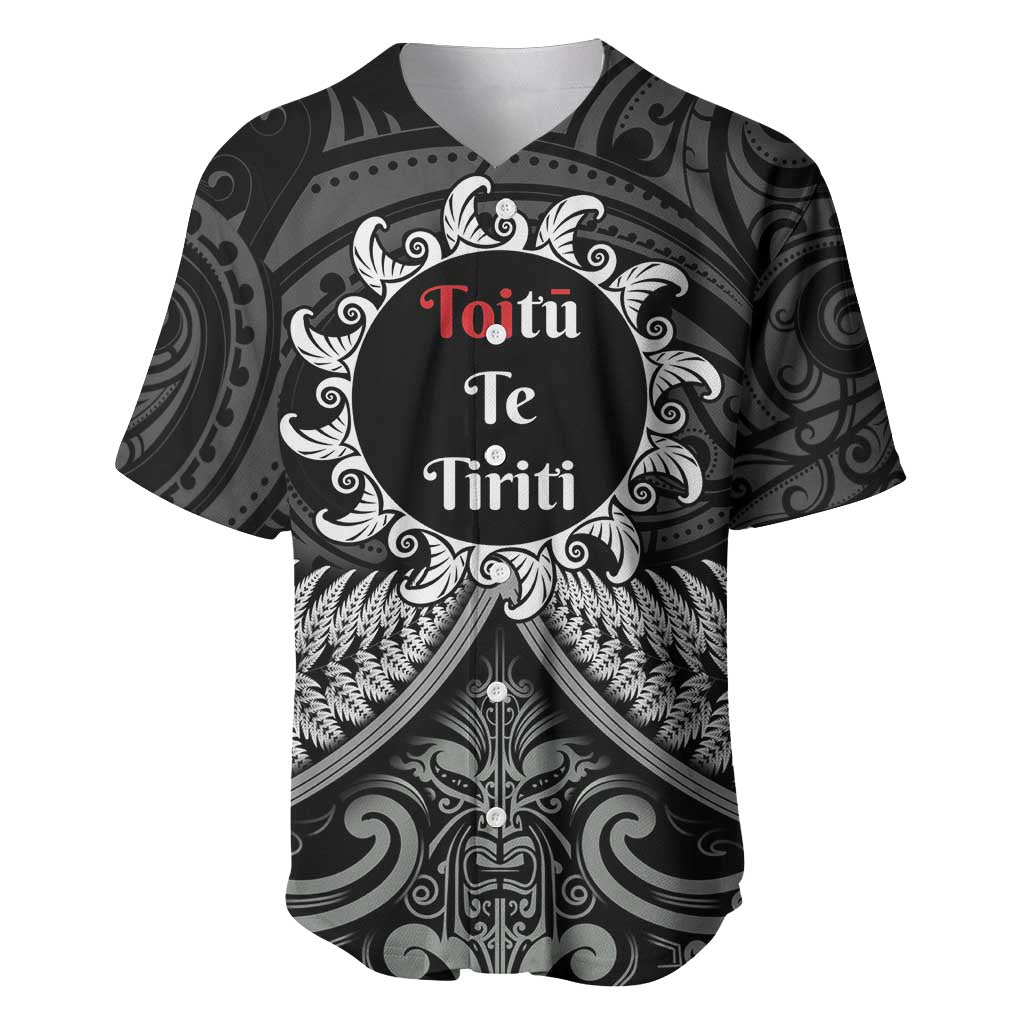 Personalised Toitu Te Tiriti Aotearoa Silver Fern Baseball Jersey New Zealand Maori Pattern - Vibe Hoodie Shop