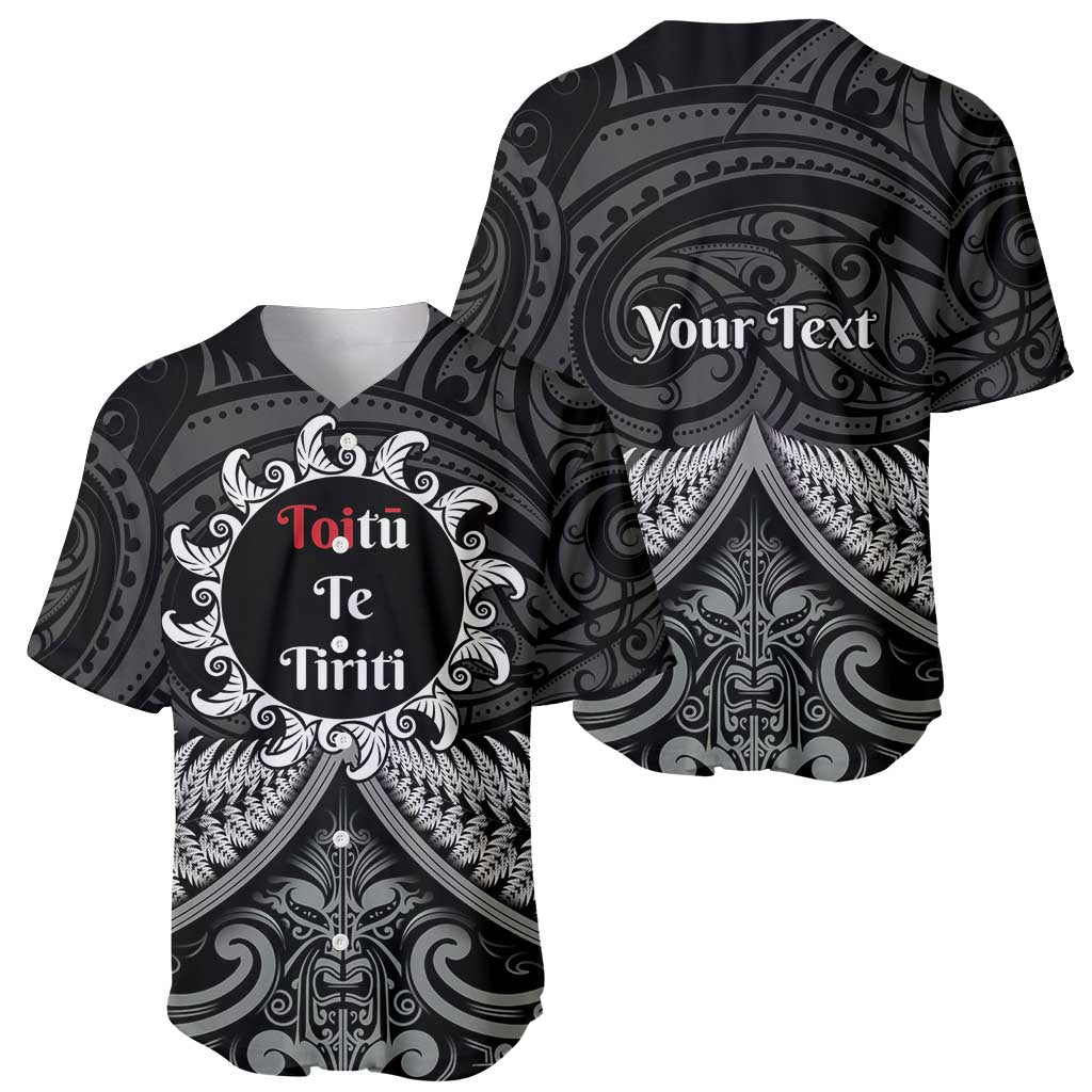 Personalised Toitu Te Tiriti Aotearoa Silver Fern Baseball Jersey New Zealand Maori Pattern - Vibe Hoodie Shop