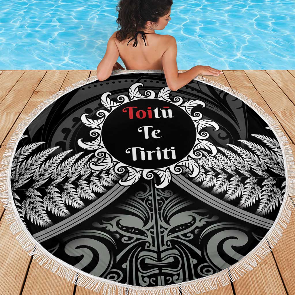 Toitu Te Tiriti Aotearoa Silver Fern Beach Blanket New Zealand Maori Pattern