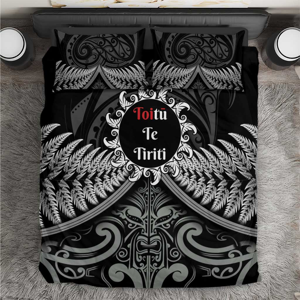 Toitu Te Tiriti Aotearoa Silver Fern Bedding Set New Zealand Maori Pattern - Vibe Hoodie Shop