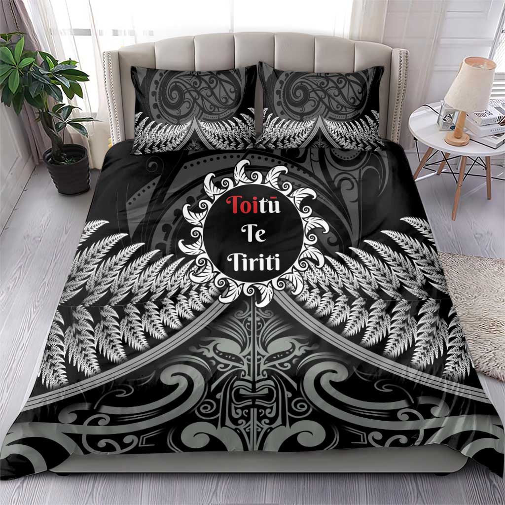 Toitu Te Tiriti Aotearoa Silver Fern Bedding Set New Zealand Maori Pattern - Vibe Hoodie Shop