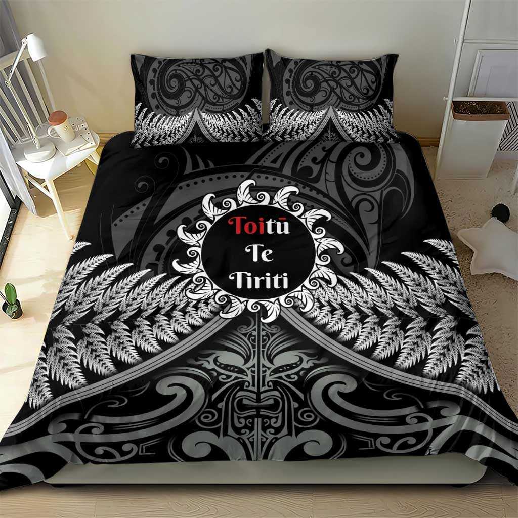 Toitu Te Tiriti Aotearoa Silver Fern Bedding Set New Zealand Maori Pattern - Vibe Hoodie Shop