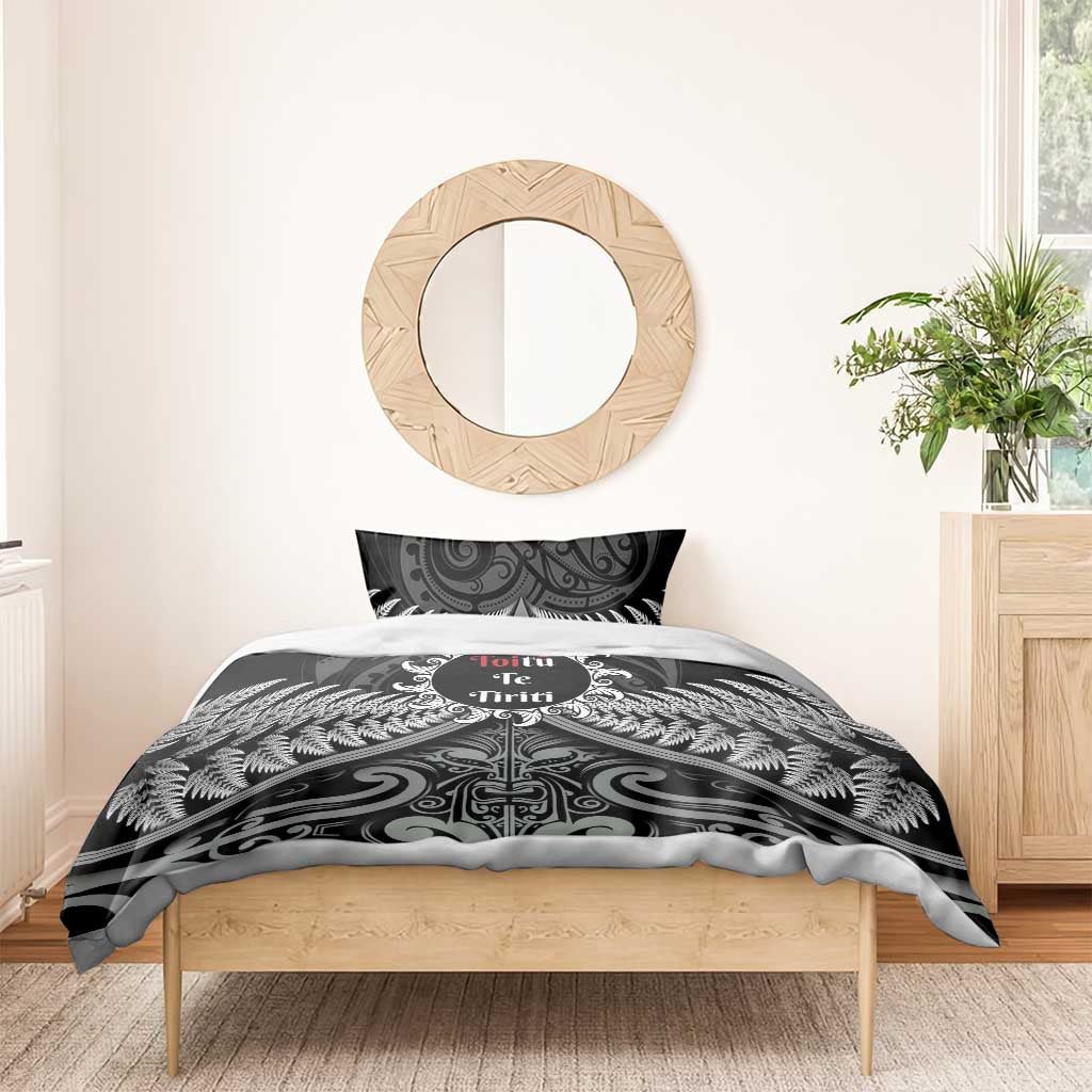 Toitu Te Tiriti Aotearoa Silver Fern Bedding Set New Zealand Maori Pattern - Vibe Hoodie Shop