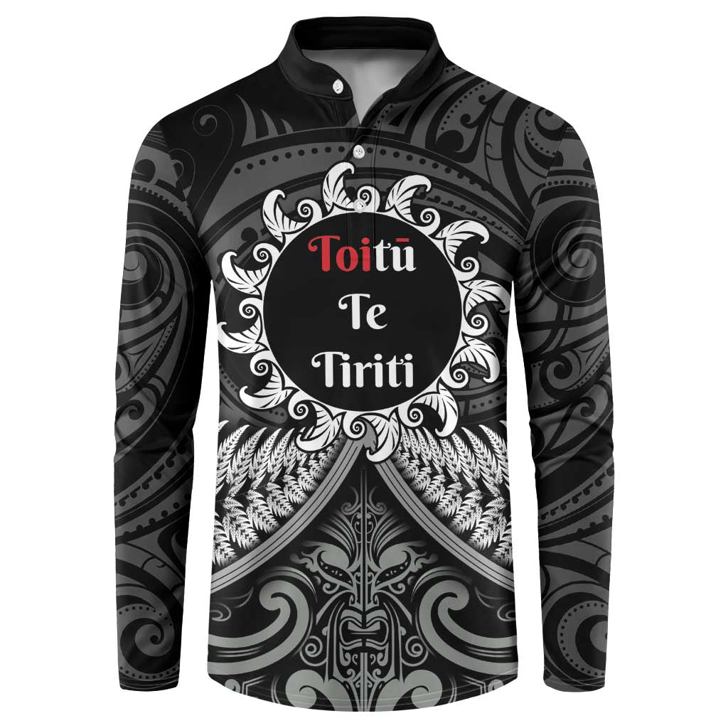 Personalised Toitu Te Tiriti Aotearoa Silver Fern Button Sweatshirt New Zealand Maori Pattern