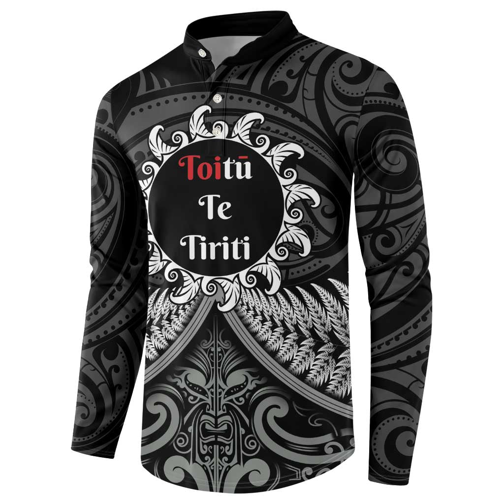 Personalised Toitu Te Tiriti Aotearoa Silver Fern Button Sweatshirt New Zealand Maori Pattern