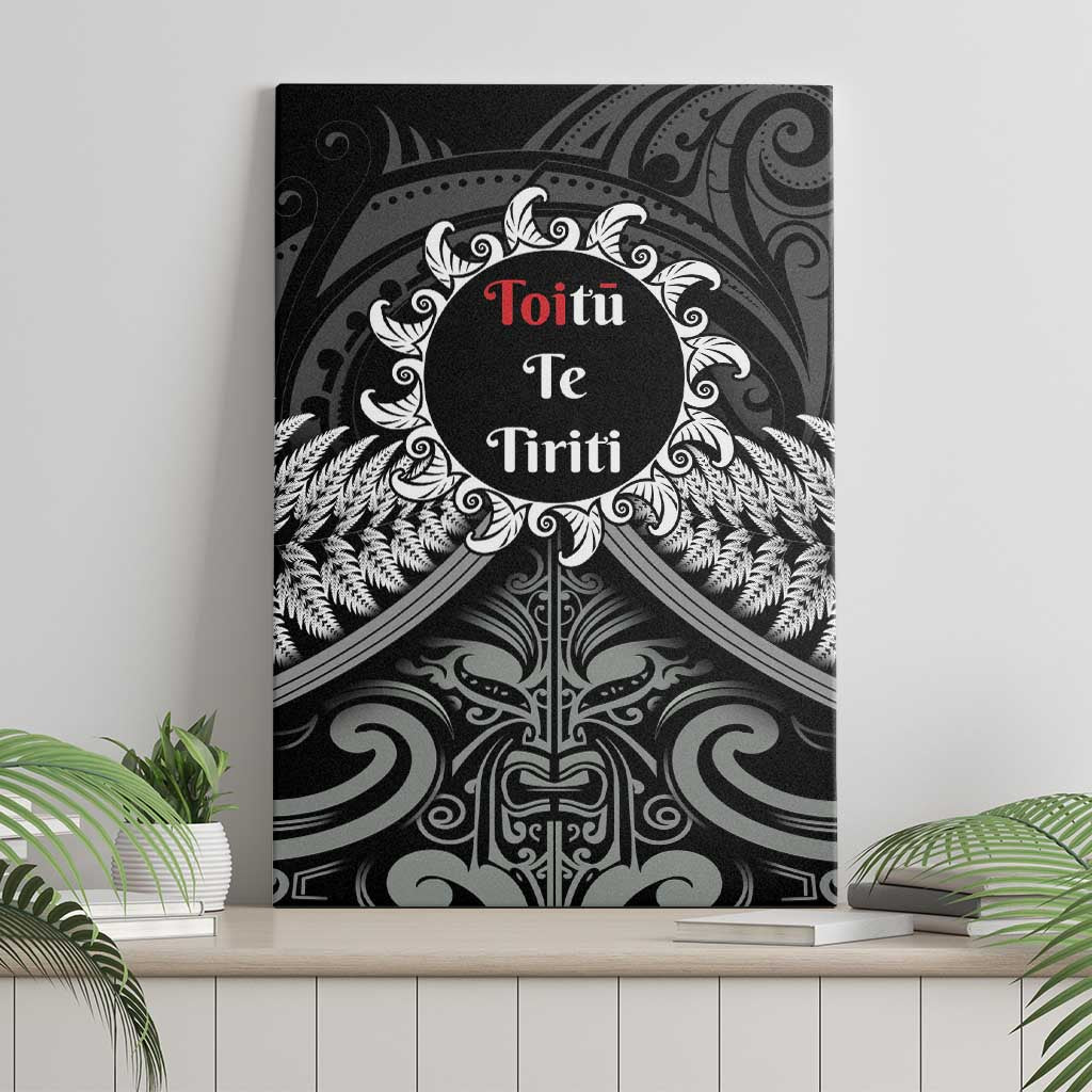 Toitu Te Tiriti Aotearoa Silver Fern Canvas Wall Art New Zealand Maori Pattern