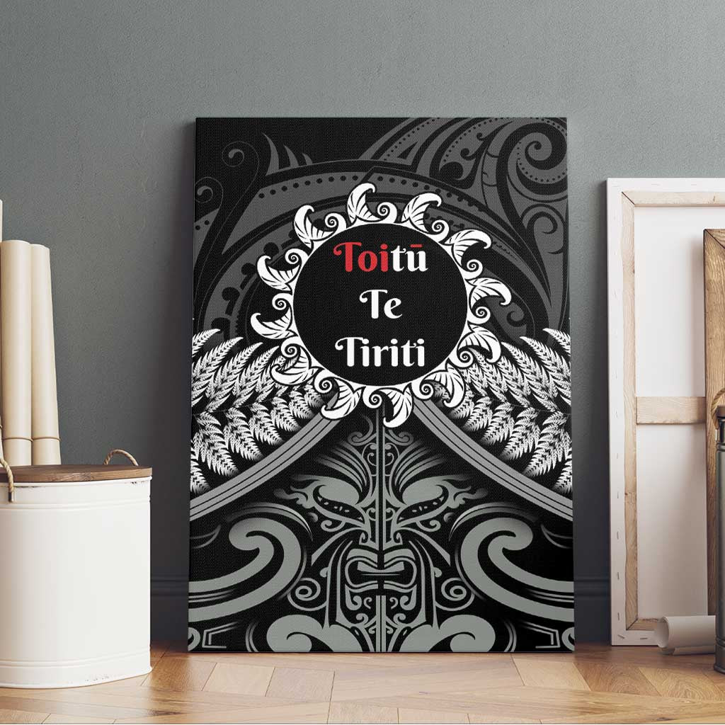 Toitu Te Tiriti Aotearoa Silver Fern Canvas Wall Art New Zealand Maori Pattern