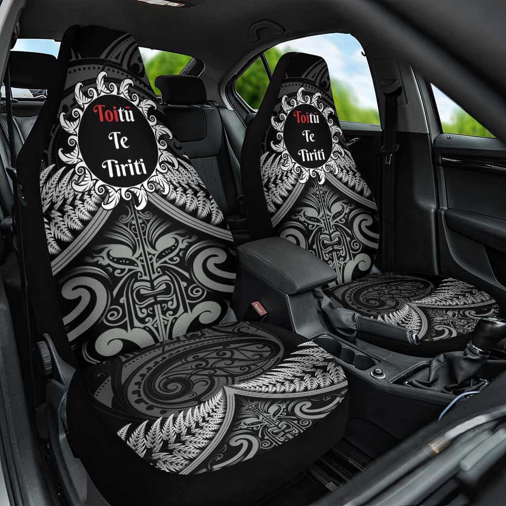 Toitu Te Tiriti Aotearoa Silver Fern Car Seat Cover New Zealand Maori Pattern - Vibe Hoodie Shop