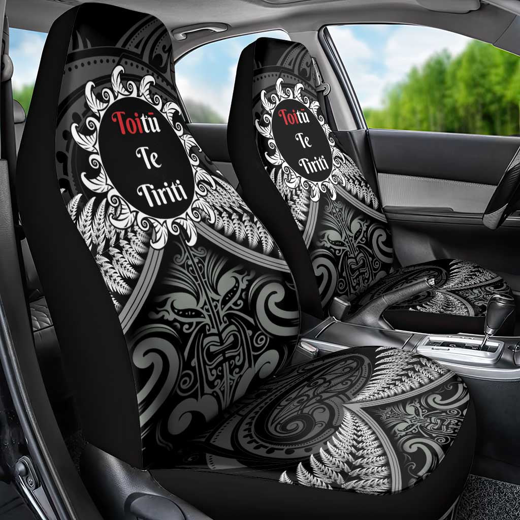 Toitu Te Tiriti Aotearoa Silver Fern Car Seat Cover New Zealand Maori Pattern - Vibe Hoodie Shop