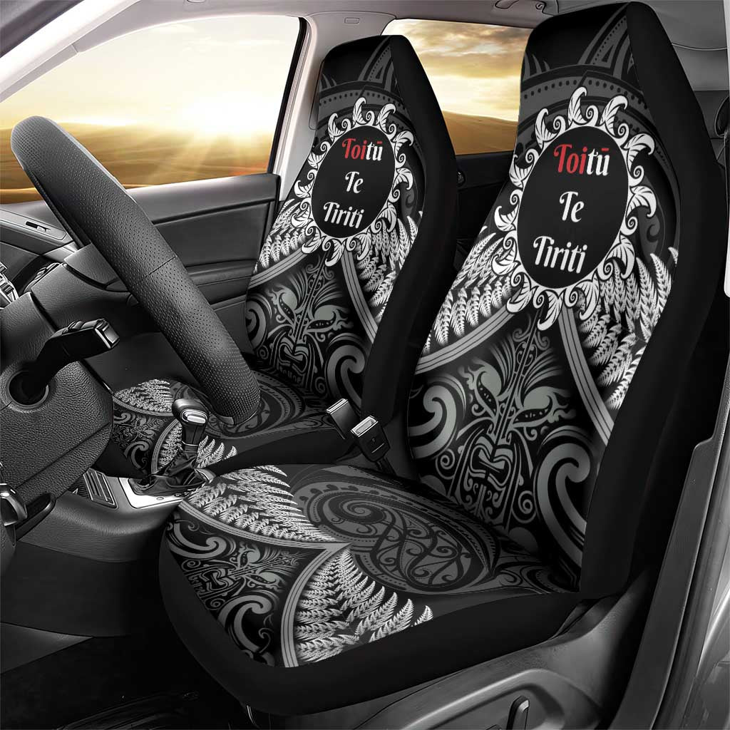 Toitu Te Tiriti Aotearoa Silver Fern Car Seat Cover New Zealand Maori Pattern - Vibe Hoodie Shop