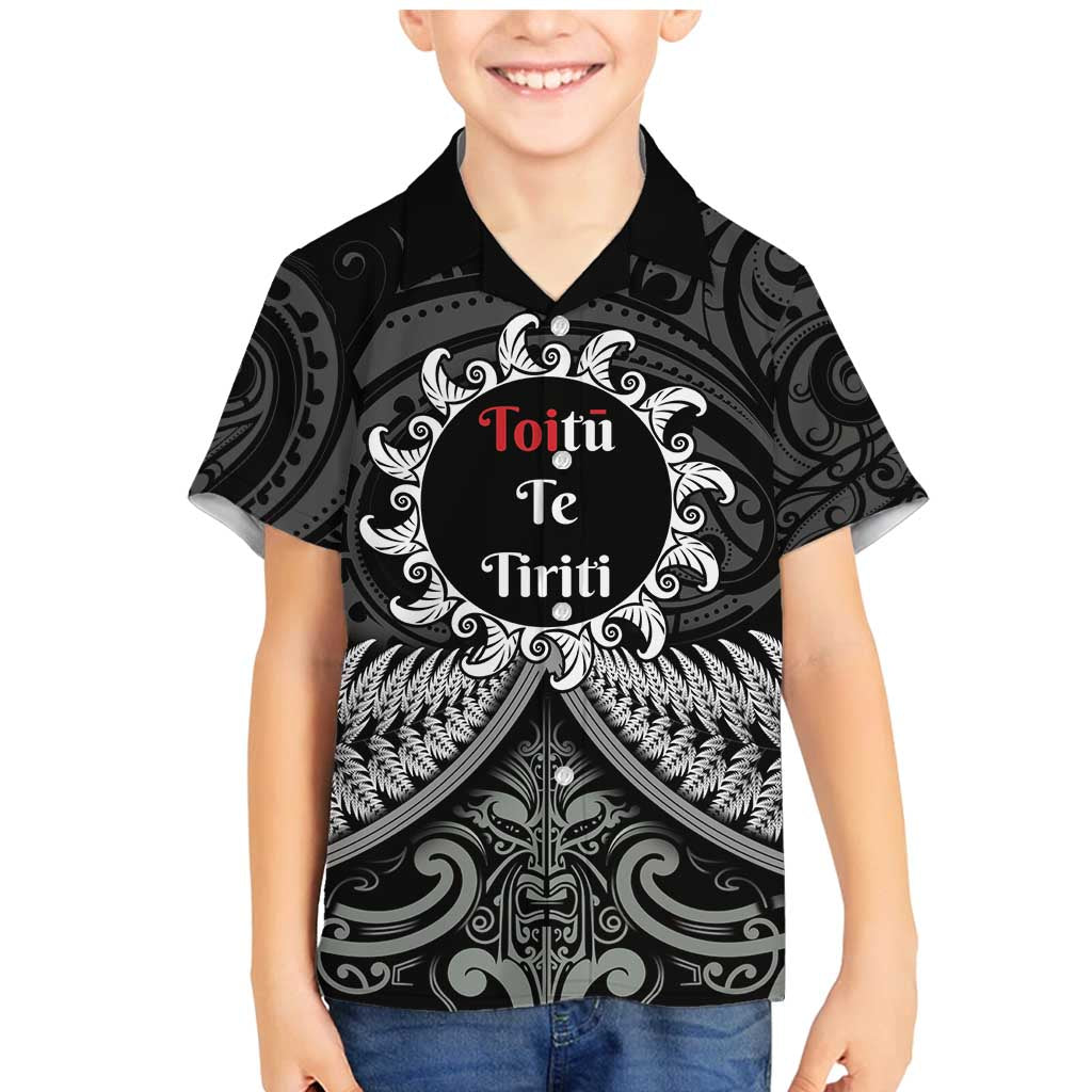 Personalised Toitu Te Tiriti Aotearoa Silver Fern Family Matching Mermaid Dress and Hawaiian Shirt New Zealand Maori Pattern