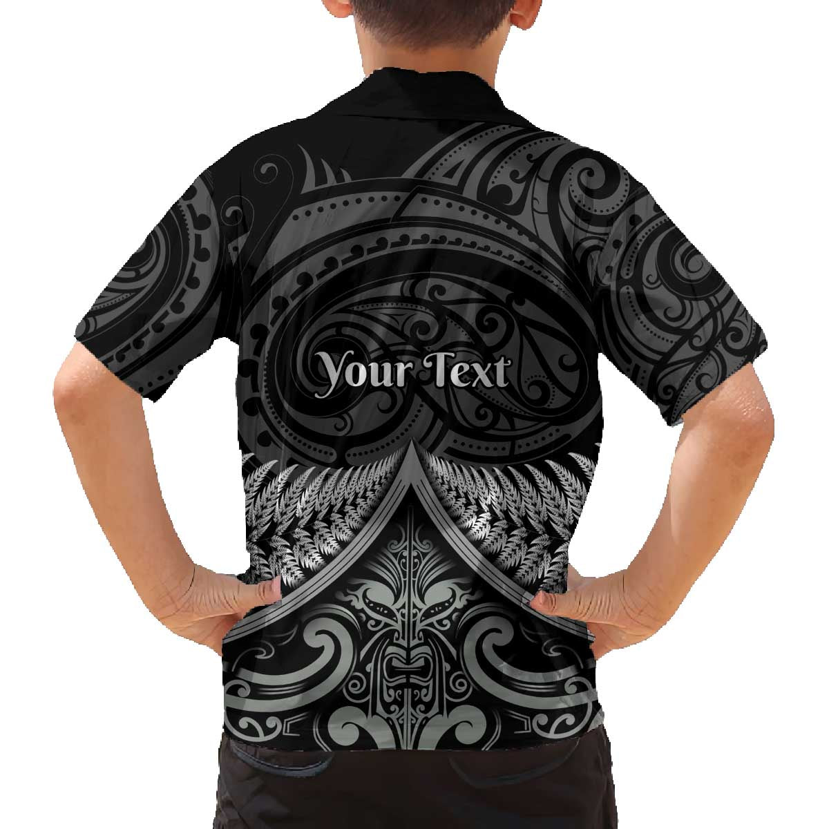 Personalised Toitu Te Tiriti Aotearoa Silver Fern Family Matching Off The Shoulder Long Sleeve Dress and Hawaiian Shirt New Zealand Maori Pattern