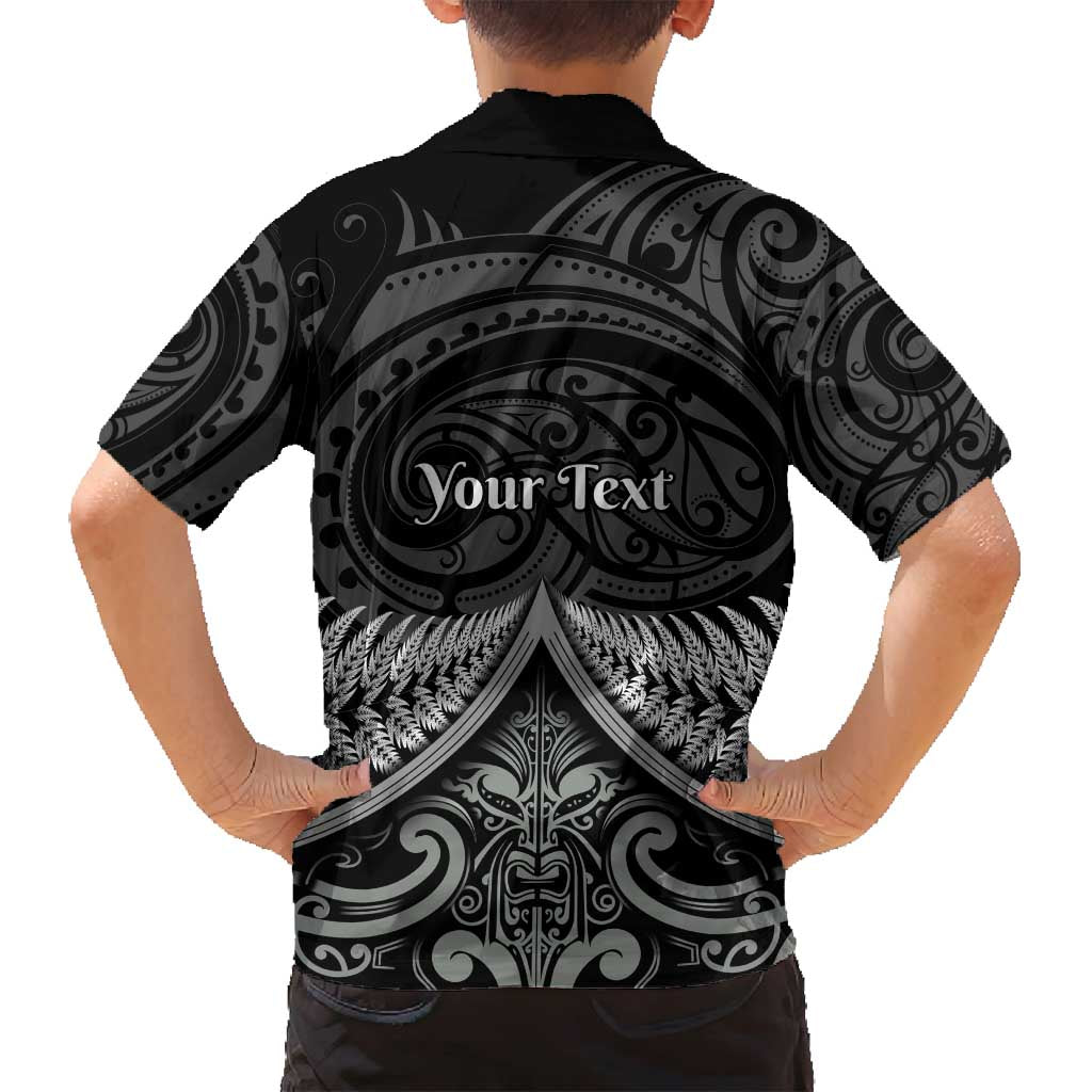 Personalised Toitu Te Tiriti Aotearoa Silver Fern Family Matching Off Shoulder Short Dress and Hawaiian Shirt New Zealand Maori Pattern