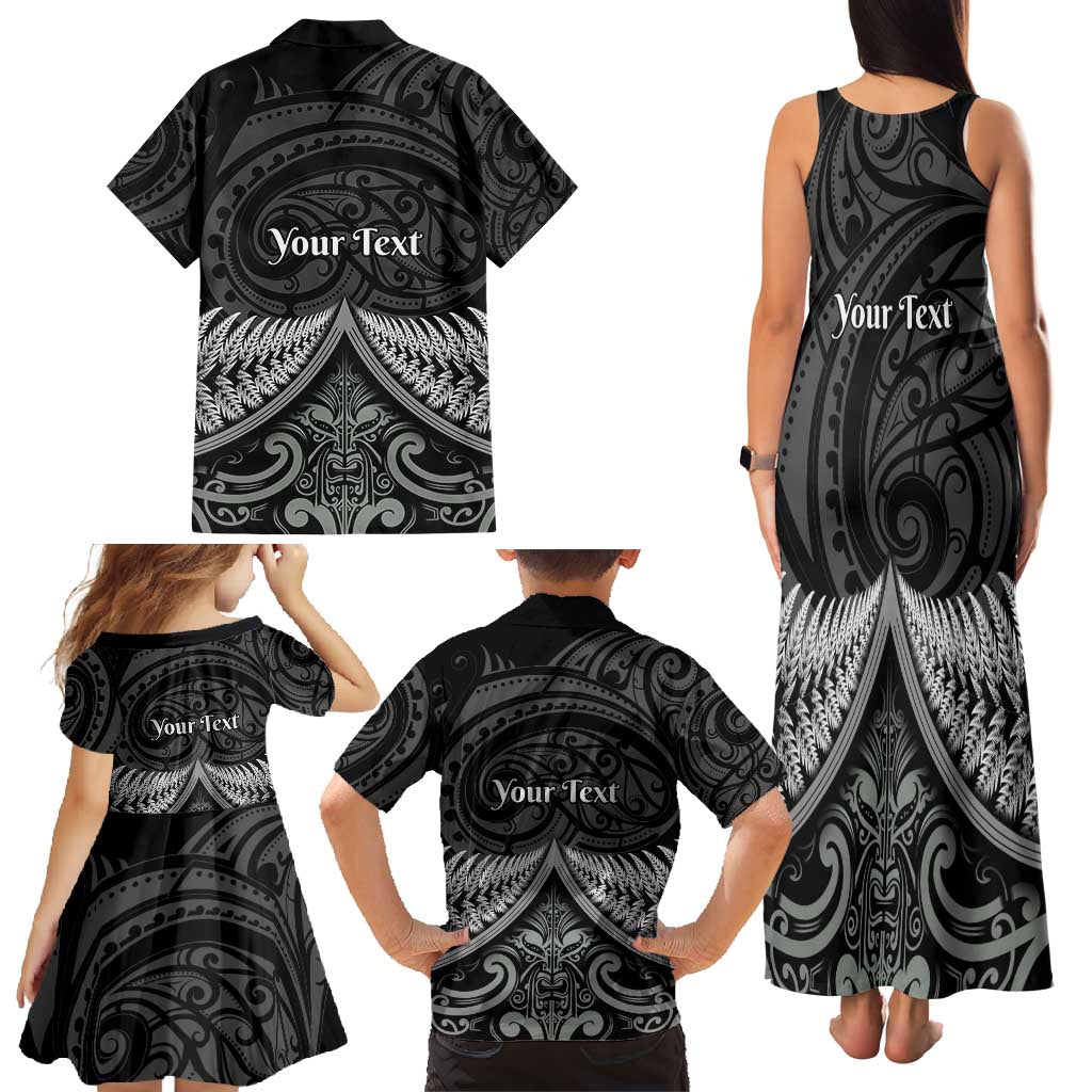 Personalised Toitu Te Tiriti Aotearoa Silver Fern Family Matching Tank Maxi Dress and Hawaiian Shirt New Zealand Maori Pattern