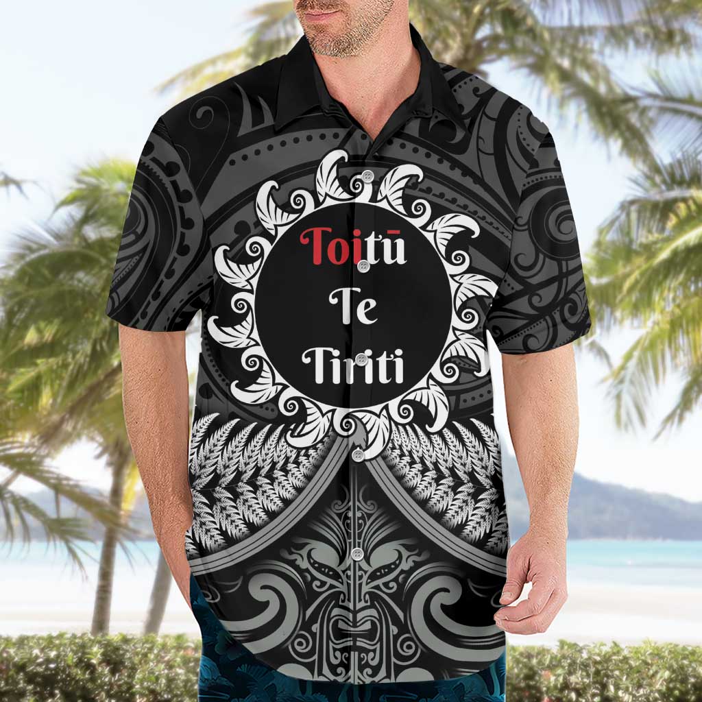 Personalised Toitu Te Tiriti Aotearoa Silver Fern Hawaiian Shirt New Zealand Maori Pattern - Vibe Hoodie Shop