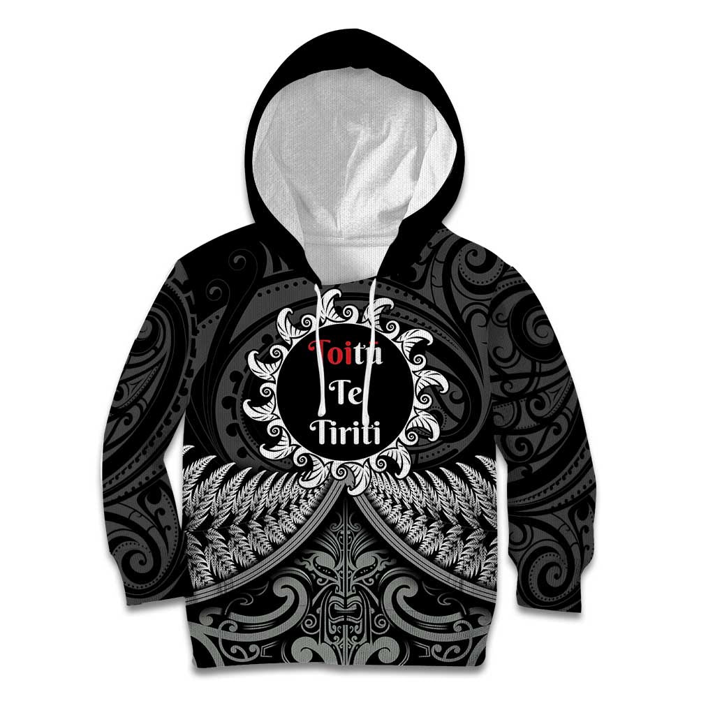 Personalised Toitu Te Tiriti Aotearoa Silver Fern Kid Hoodie New Zealand Maori Pattern - Vibe Hoodie Shop