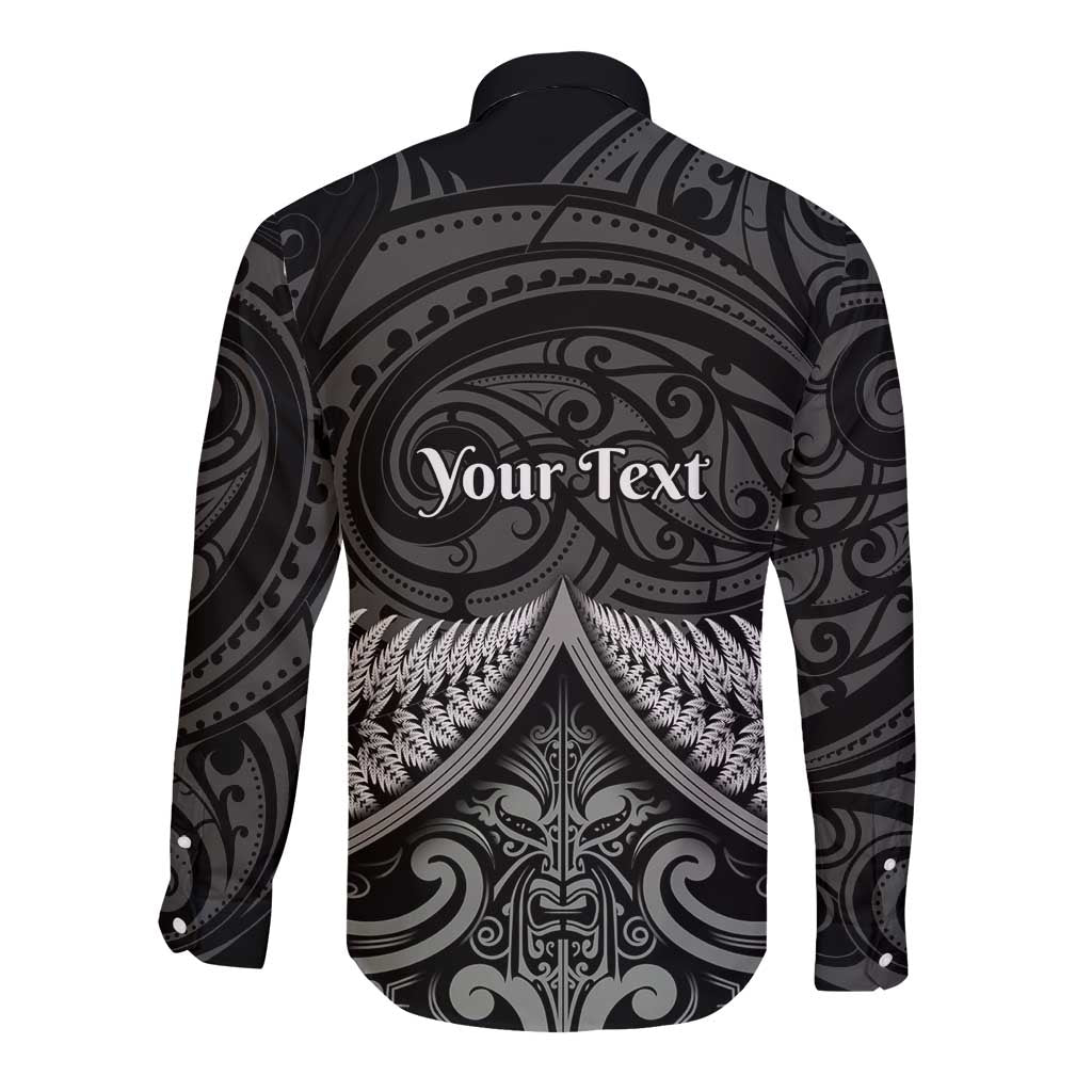 Personalised Toitu Te Tiriti Aotearoa Silver Fern Long Sleeve Button Shirt New Zealand Maori Pattern - Vibe Hoodie Shop