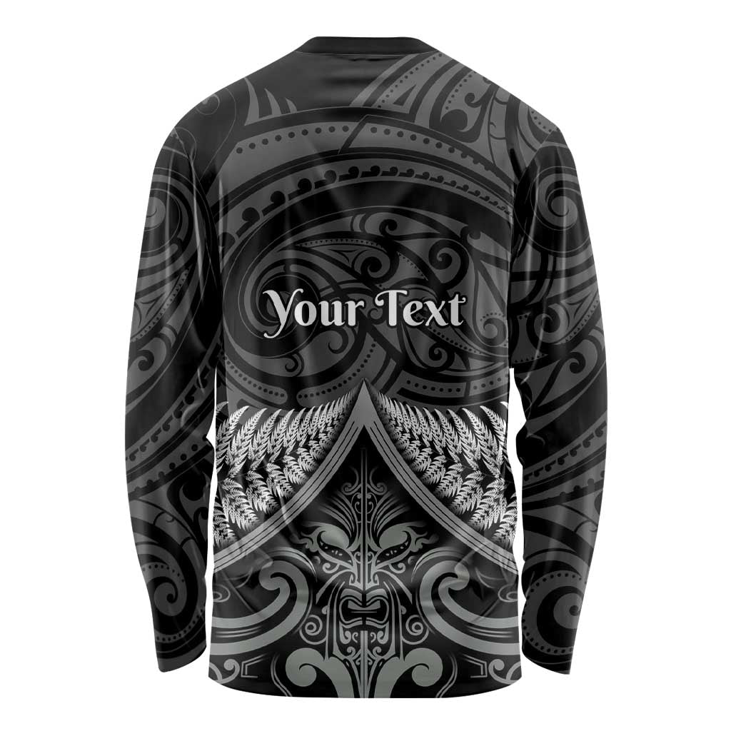 Personalised Toitu Te Tiriti Aotearoa Silver Fern Long Sleeve Shirt New Zealand Maori Pattern - Vibe Hoodie Shop