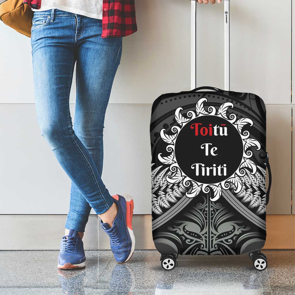 Toitu Te Tiriti Aotearoa Silver Fern Luggage Cover New Zealand Maori Pattern - Vibe Hoodie Shop