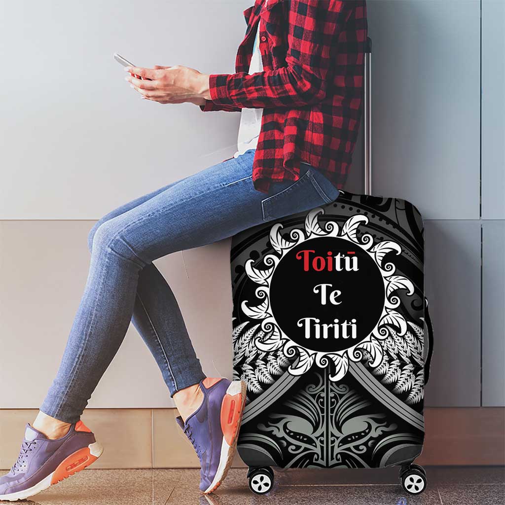 Toitu Te Tiriti Aotearoa Silver Fern Luggage Cover New Zealand Maori Pattern - Vibe Hoodie Shop