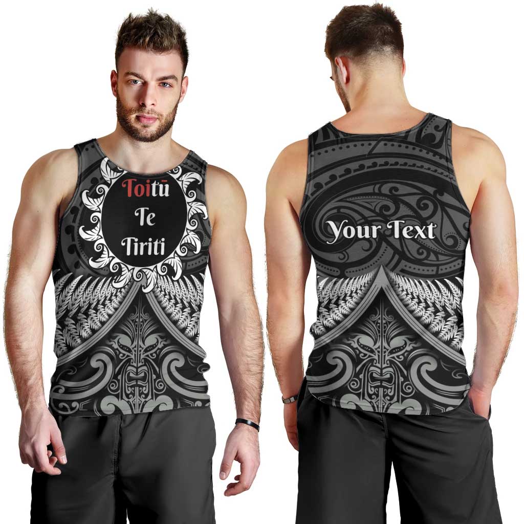 Personalised Toitu Te Tiriti Aotearoa Silver Fern Men Tank Top New Zealand Maori Pattern - Vibe Hoodie Shop