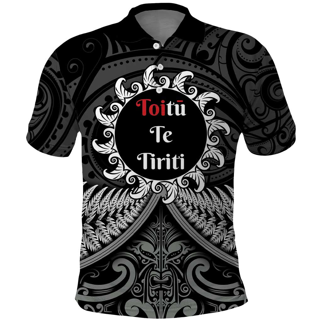 Personalised Toitu Te Tiriti Aotearoa Silver Fern Polo Shirt New Zealand Maori Pattern - Vibe Hoodie Shop