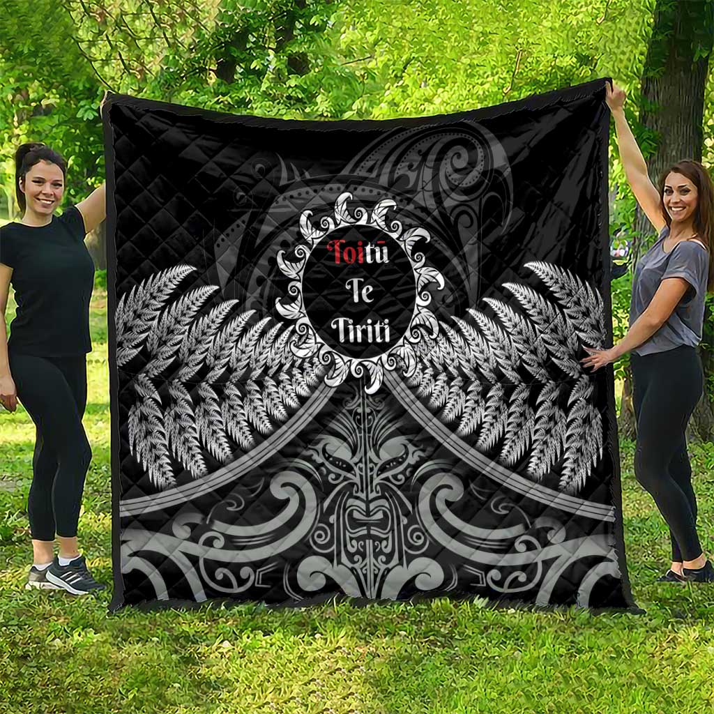 Toitu Te Tiriti Aotearoa Silver Fern Quilt New Zealand Maori Pattern - Vibe Hoodie Shop