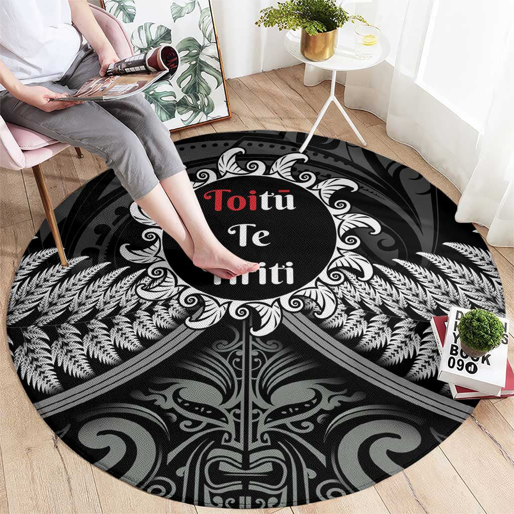 Toitu Te Tiriti Aotearoa Silver Fern Round Carpet New Zealand Maori Pattern