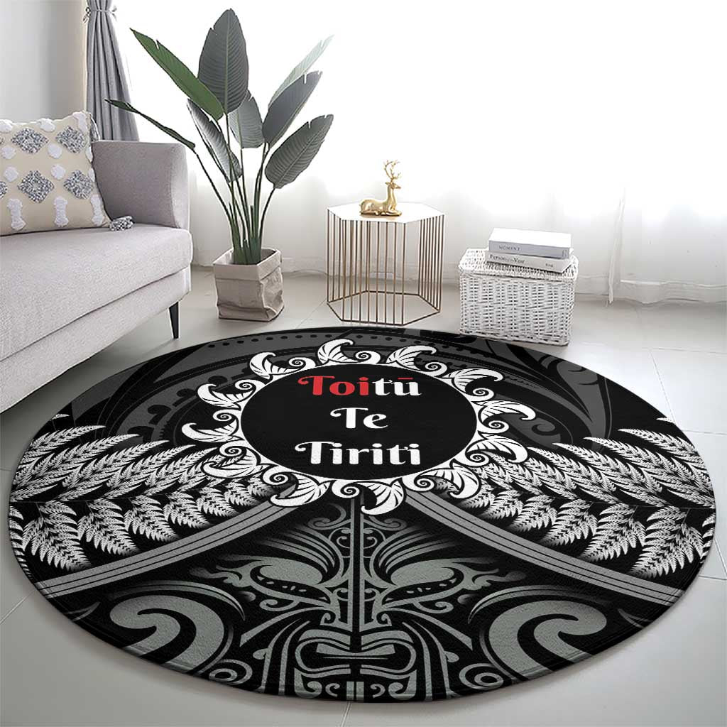 Toitu Te Tiriti Aotearoa Silver Fern Round Carpet New Zealand Maori Pattern