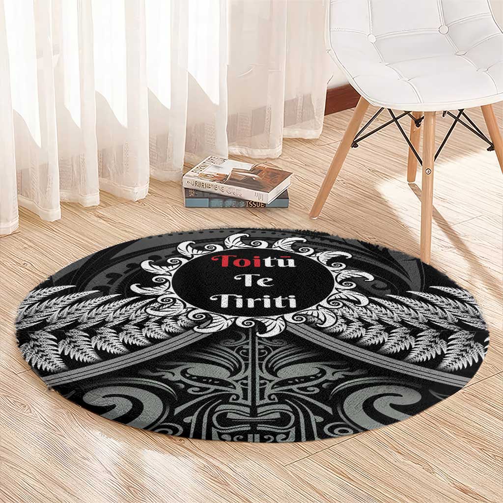 Toitu Te Tiriti Aotearoa Silver Fern Round Carpet New Zealand Maori Pattern