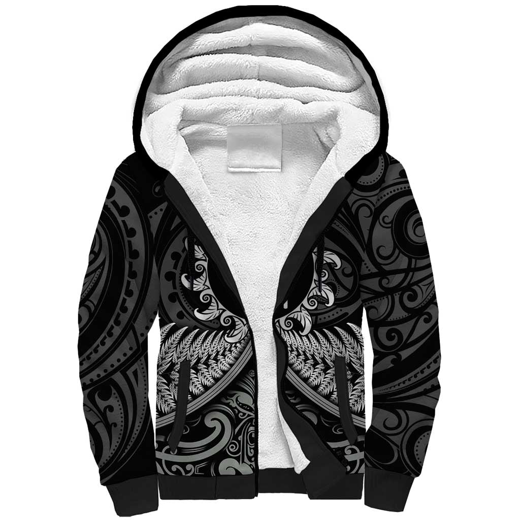 Personalised Toitu Te Tiriti Aotearoa Silver Fern Sherpa Hoodie New Zealand Maori Pattern - Vibe Hoodie Shop