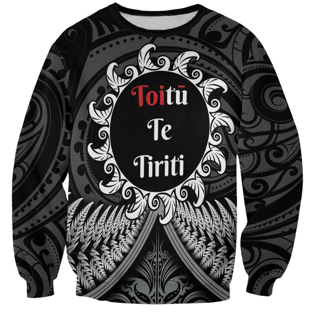 Personalised Toitu Te Tiriti Aotearoa Silver Fern Sweatshirt New Zealand Maori Pattern - Vibe Hoodie Shop