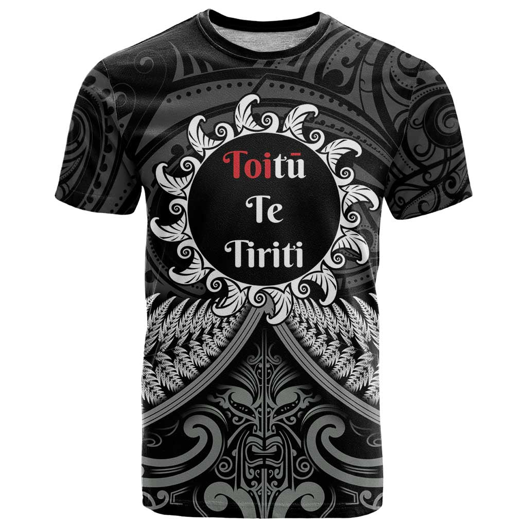 Personalised Toitu Te Tiriti Aotearoa Silver Fern T Shirt New Zealand Maori Pattern - Vibe Hoodie Shop