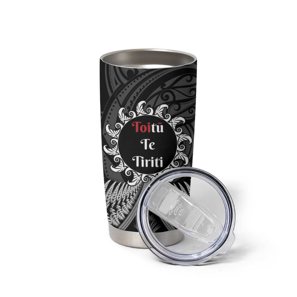 Toitu Te Tiriti Aotearoa Silver Fern Tumbler Cup Maori Pattern