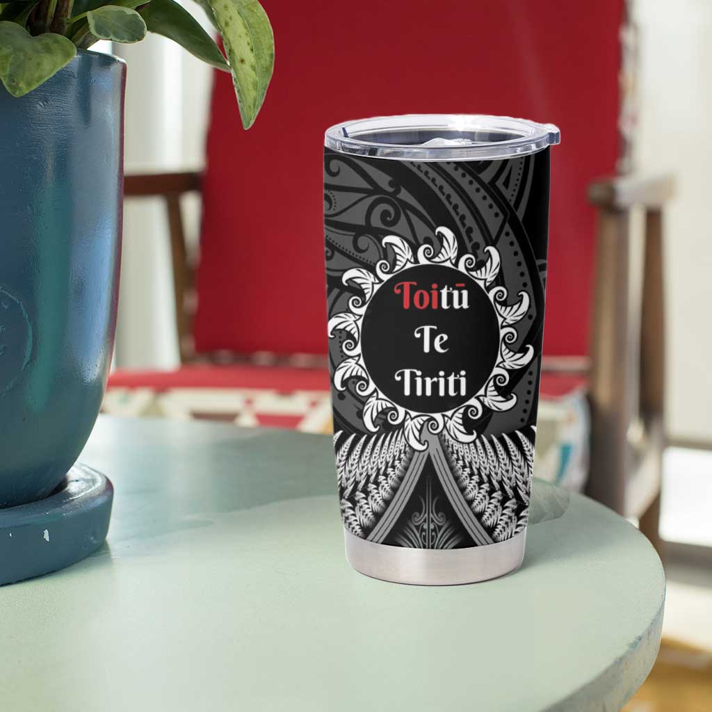 Toitu Te Tiriti Aotearoa Silver Fern Tumbler Cup Maori Pattern