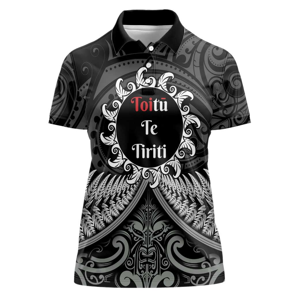 Personalised Toitu Te Tiriti Aotearoa Silver Fern Women Polo Shirt New Zealand Maori Pattern - Vibe Hoodie Shop