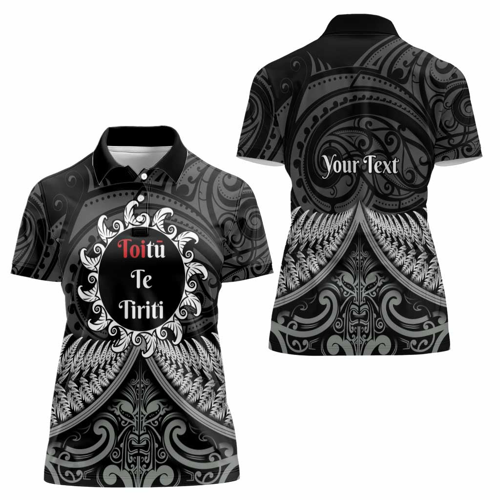 Personalised Toitu Te Tiriti Aotearoa Silver Fern Women Polo Shirt New Zealand Maori Pattern - Vibe Hoodie Shop